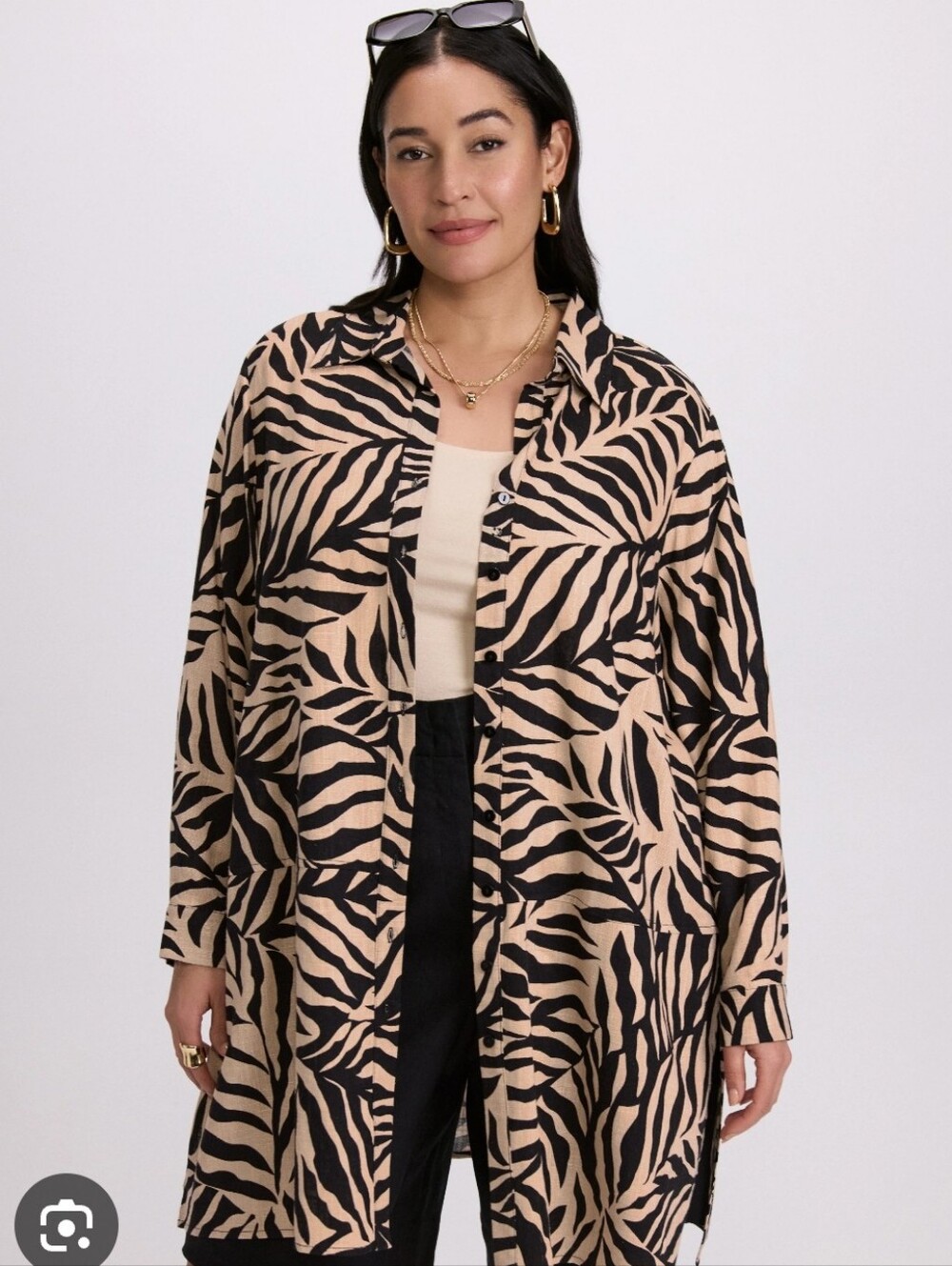 15. Laura Palm Leaf Linen Blend Blouse